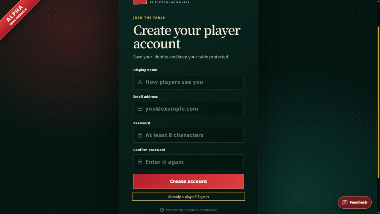 Jom Mahjong first-time player account creation screen