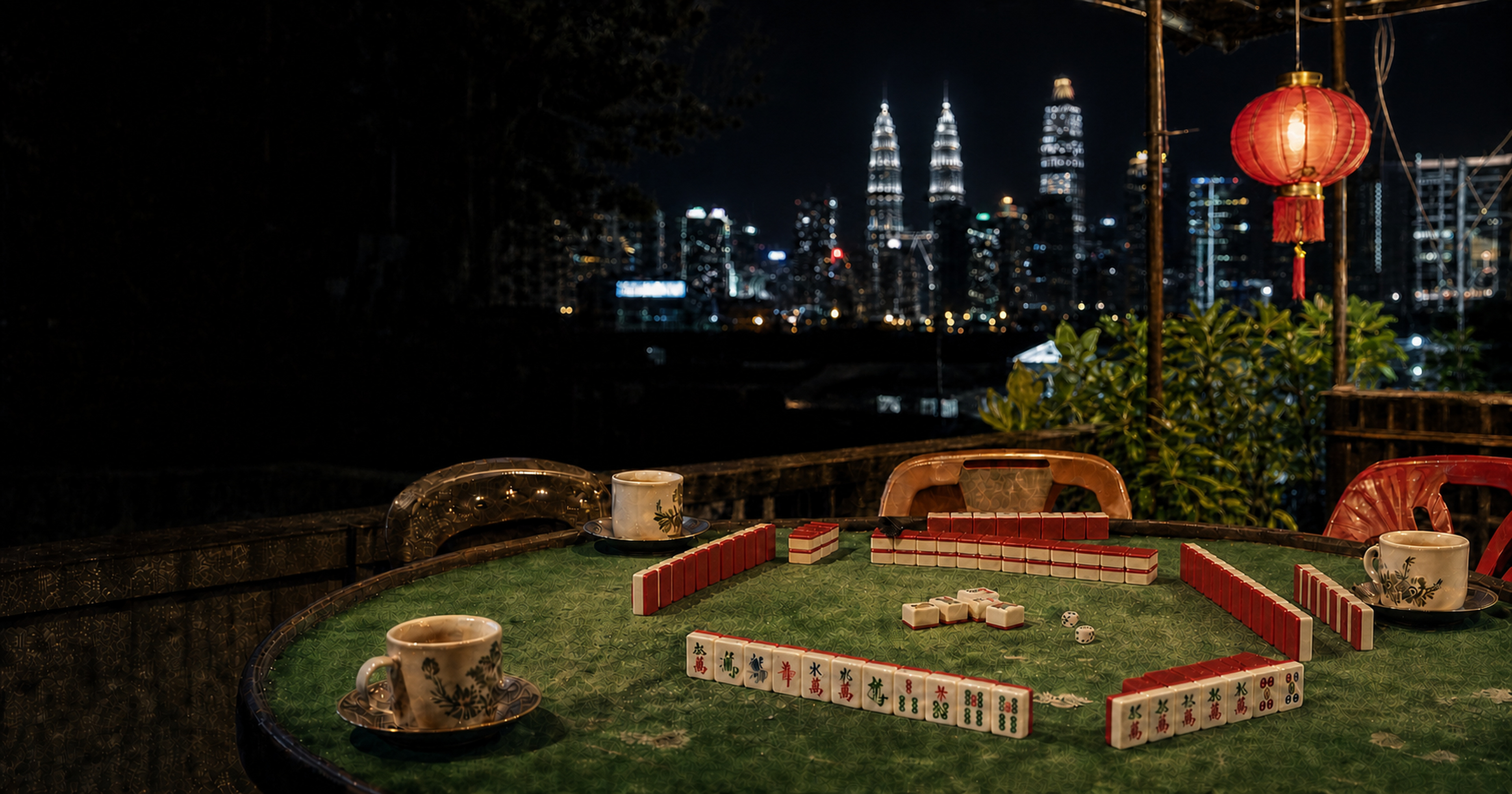AI-generated Kuala Lumpur night Mahjong environment concept